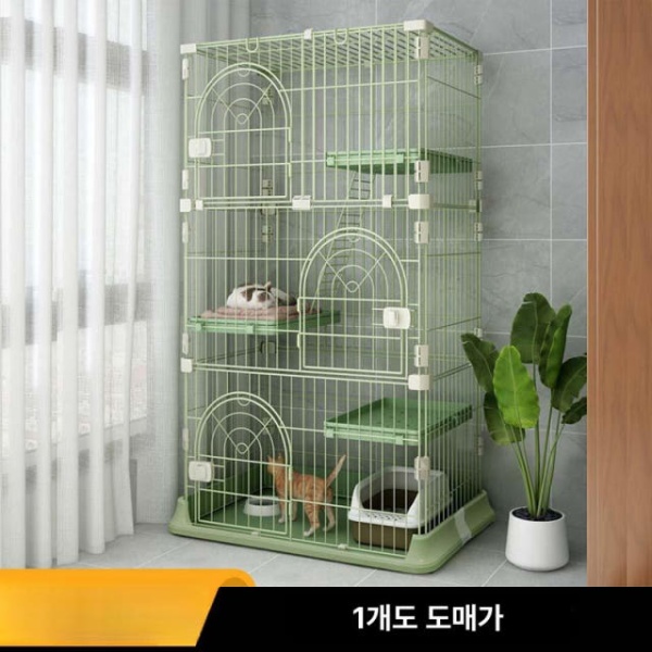 프리미엄 고양이 하우스 펜스 애견 철장 캣케이지 격리장 사육장 휀스 대형 4단 중형 브레이브 핑크 L-대형 블랙 2열 2칸 1행 양문형 L-대형 - 상세 이미지 2