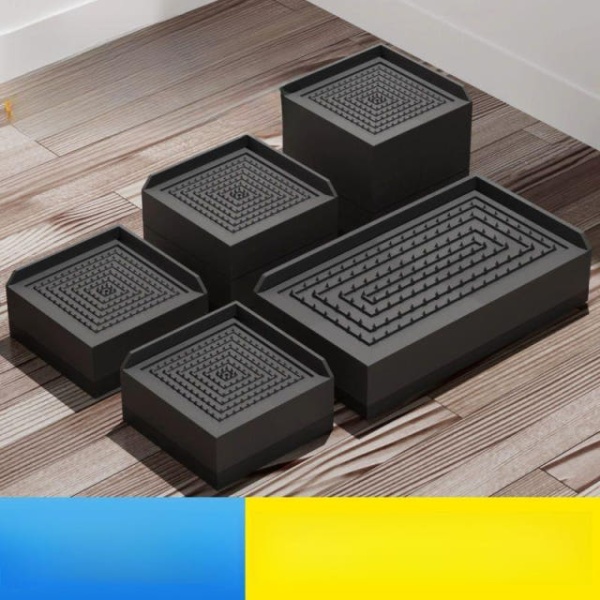 튼튼한 높이조절 발통 테이블 다리 연장 쇼파 블랙 직사각형 18 x 9 14cm 블랙 원형 내경 4.7 3.5cm - 상품 이미지