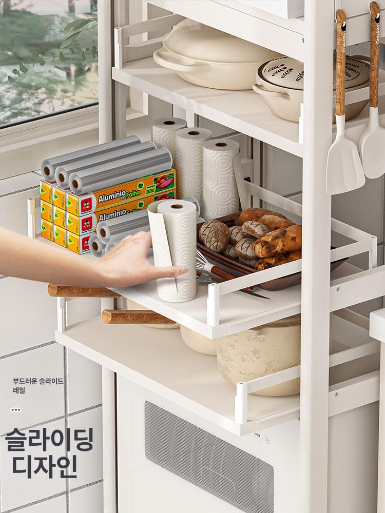 5단 모듈형화이트 높이조절 랙 수납 가능 전자레인지선반 밀키화이트 4단 40x40x115.5 - 상세 이미지 4