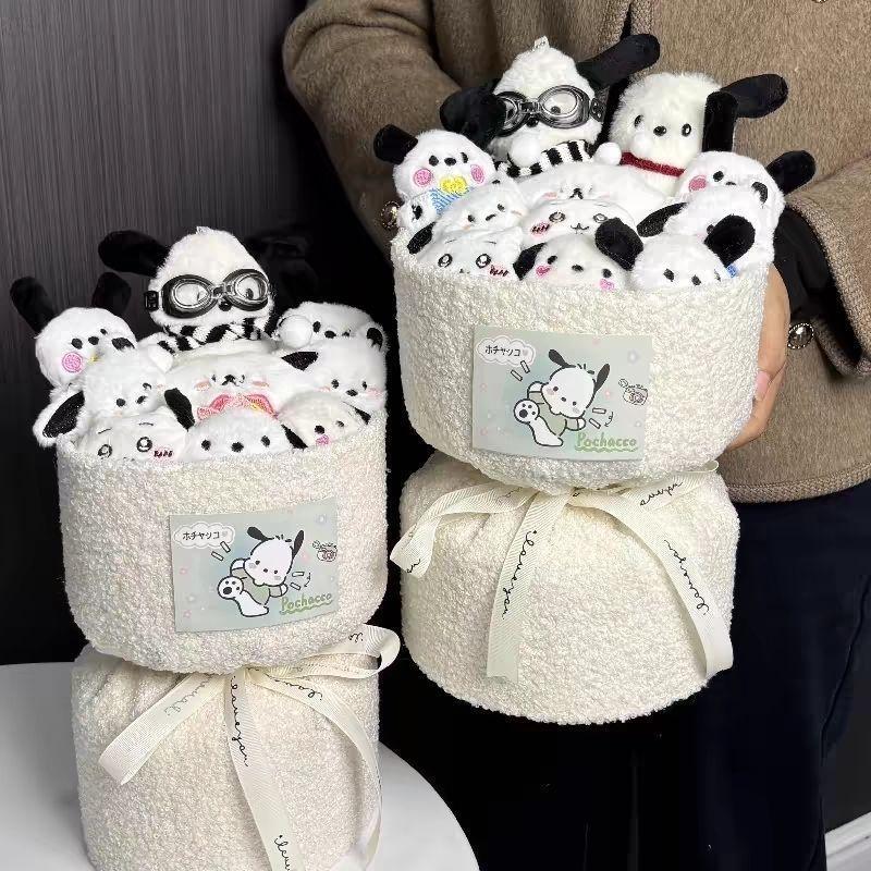 파차 강아지 귀여운 인형 꽃다발 선물 여자친구 여자 생일 크리스마스 화이트 파차 강아지 꽃다발 원 사이즈 - 상세 이미지 2