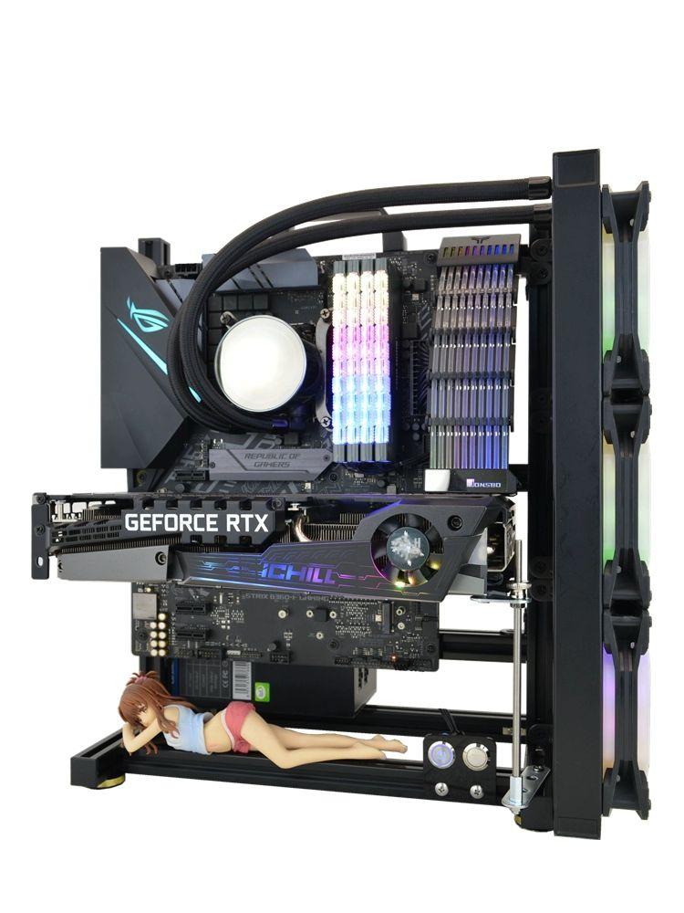 PC 박스 블랙 메인보드 컴퓨터 투명 오픈케이스 스탠드 블랙 MATX 케이스 - 상세 이미지 2