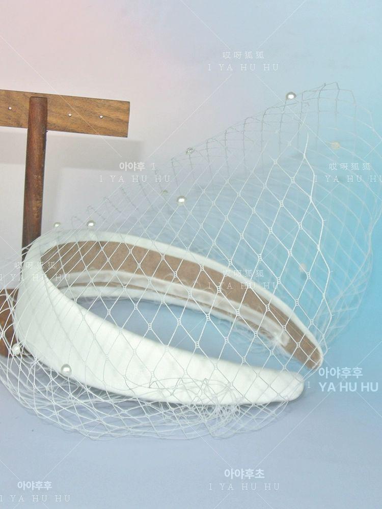 베일 소품 커버 신부 웨딩 새틴 면사포 얼굴 화보 촬영 교회 빗 레이스 페이스 롱 여성 - 상세 이미지 2