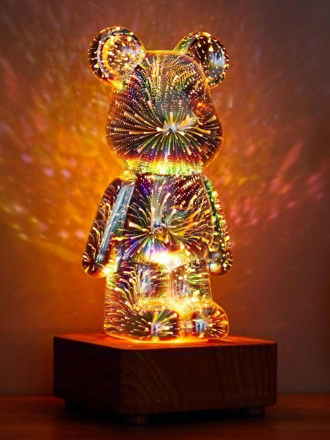 곰돌이무드등 3D 불꽃놀이 조명 베어램프 LED 소형 곰 USB 플러그인 20cm - 상세 이미지 5