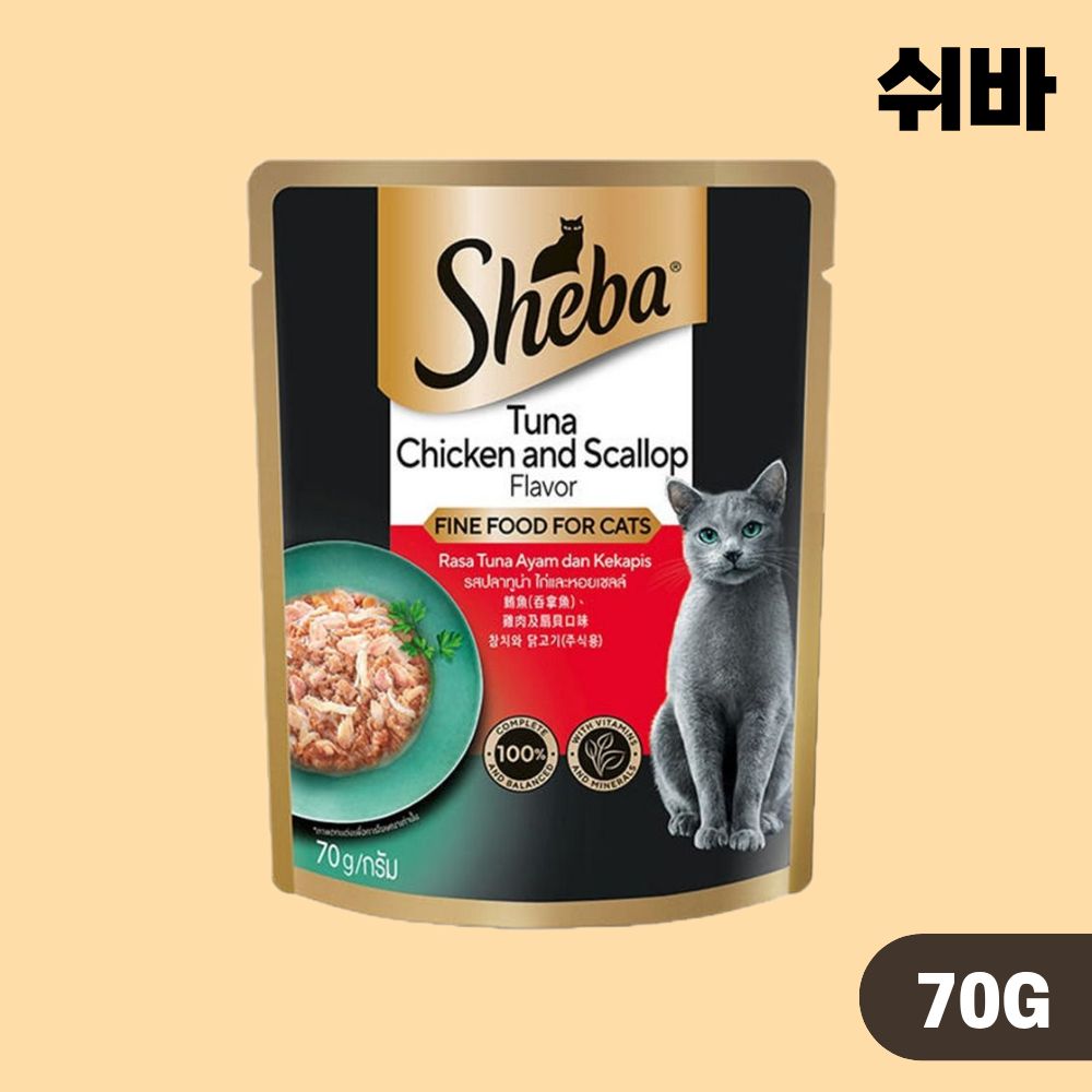 쉬바 주식 파우치 고양이 습식사료 참치 닭고기, 70g, 1개 제품 이미지