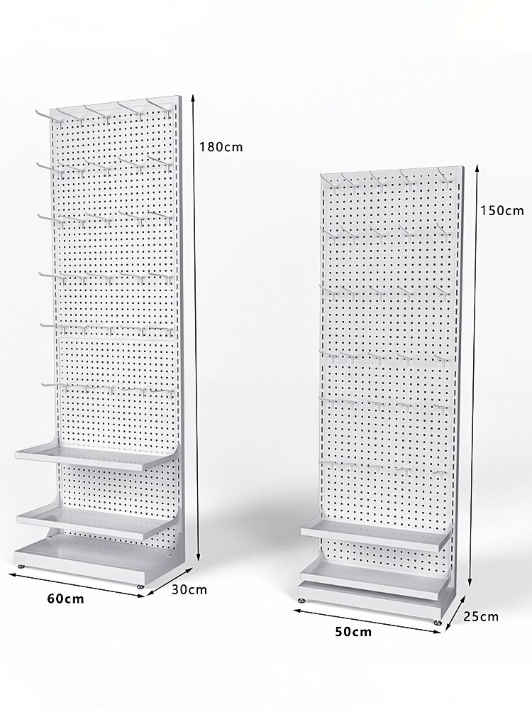 타공판 스탠드 보드 약국 선반 공구걸이대 진열대 화이트 40x20x160cm 광고판 포함 - 상세 이미지 5