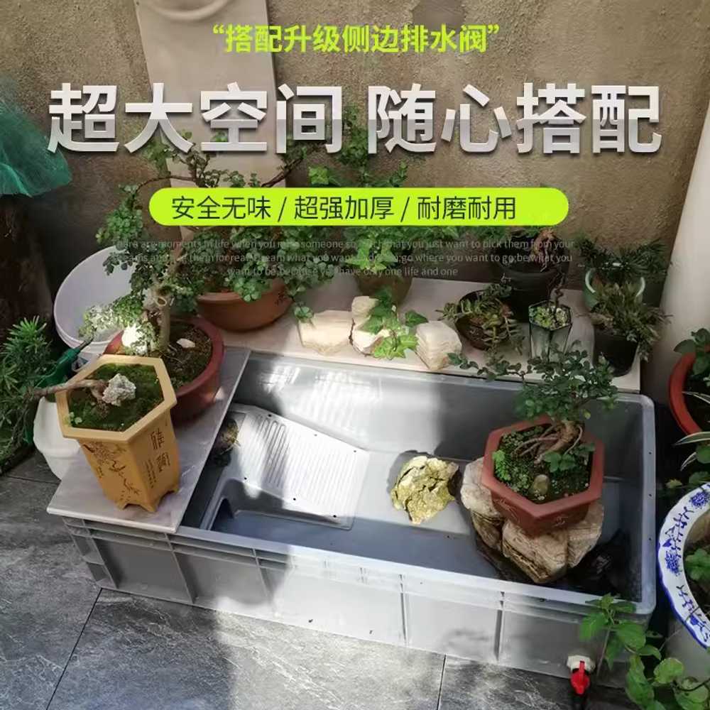 거북이수조 자반 안깨지는어항 물고기 집 반수생 사육 회색 41222 하단 선반 - 상세 이미지 2