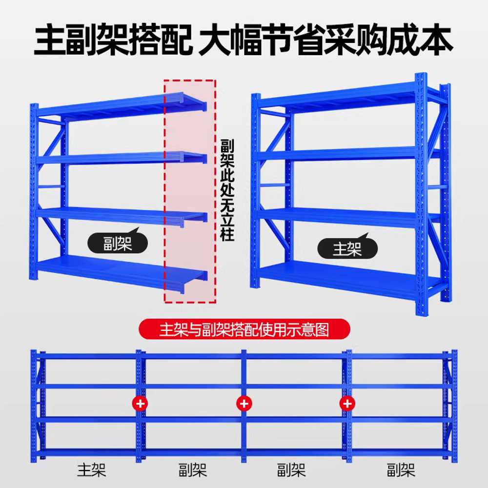 파레트랙 앵글 랙 선반 중량랙 컨테이너 적재 창고용 100x40x200cm/100kg 회백색/3단 - 상세 이미지 4