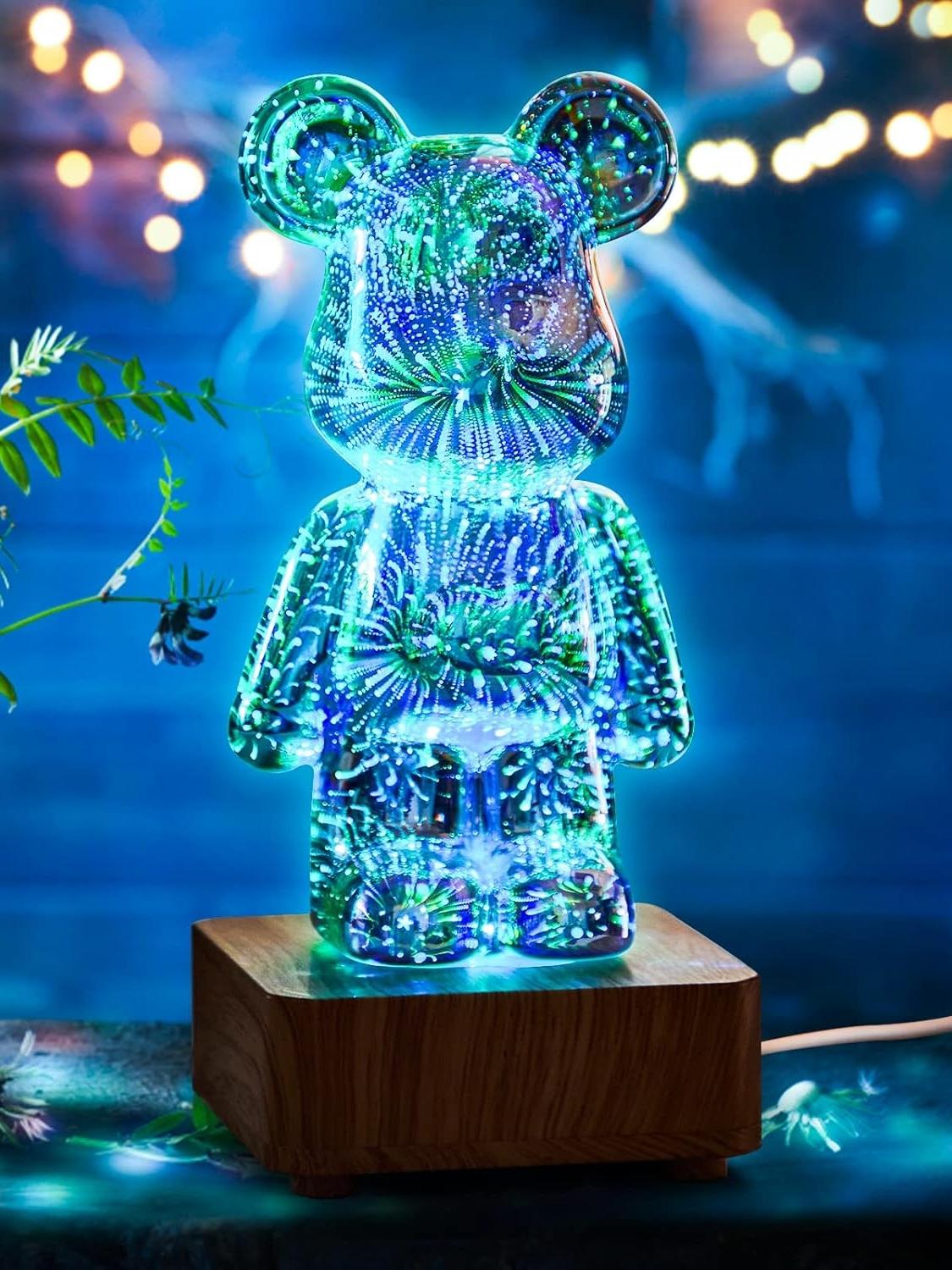곰돌이무드등 3D 불꽃놀이 조명 베어램프 LED 소형 곰 USB 플러그인 20cm - 상세 이미지 3