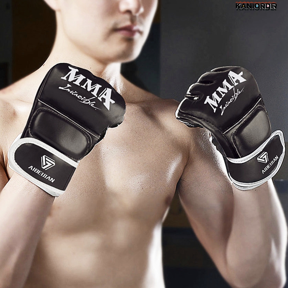 격투기 글러브 킥 복싱 오픈핑거 MMA글러브 권투 스파링 블랙 - 상품 이미지
