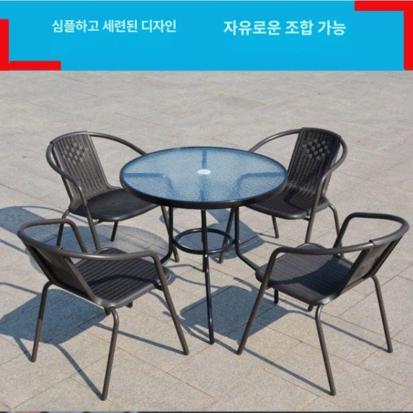 프리미엄 야외 라탄 의자 2개 테라스 정원 수영장 커피숍 카페 베란다 보르도 2개 - 상세 이미지 3