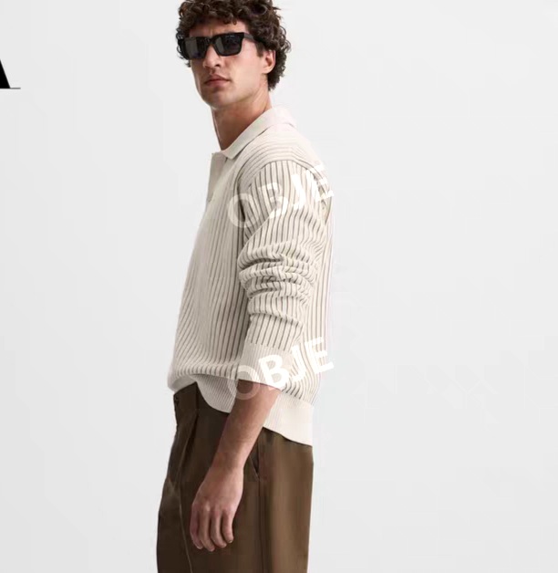 ZARA 남성 셰닐 니트 자라 캐주얼 굵은 골지 티셔츠 - 상세 이미지 5
