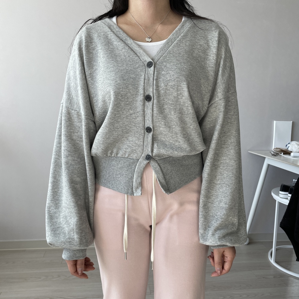 간절기 봄 가을 브이넥 세미크롭 가디건 네이비 블랙 그레이 - 상세 이미지 2