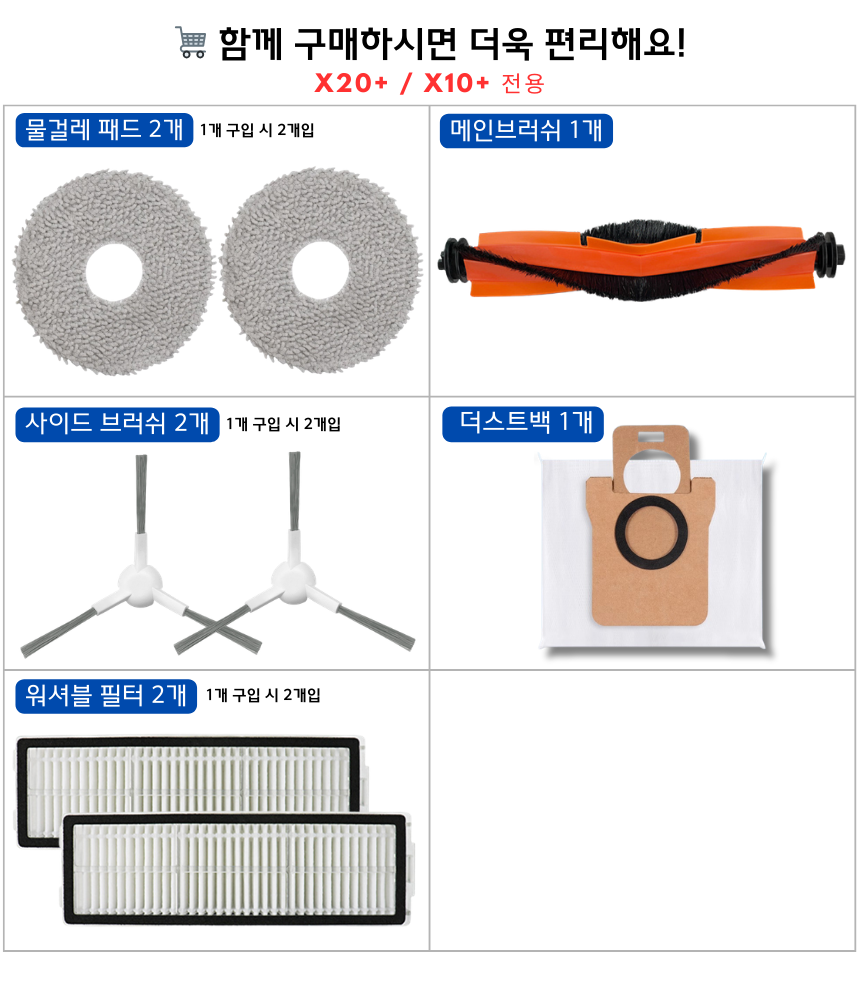 [호환] 샤오미 X10+ 소모품 고급 물걸레 2EA - 상세 이미지 2