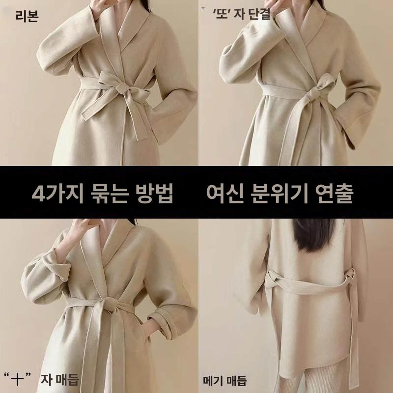 캐시미어 여성 허리끈 울 와이드 벨트 블랙 스트랩 블랙 172cm - 상세 이미지 3