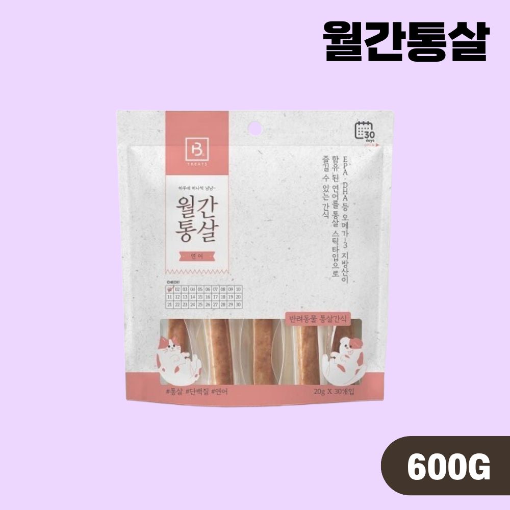 [+N포인트] 월간통살 강아지 고양이간식 30p 4종 콤보, 600g, 4개 - 상세 이미지 4