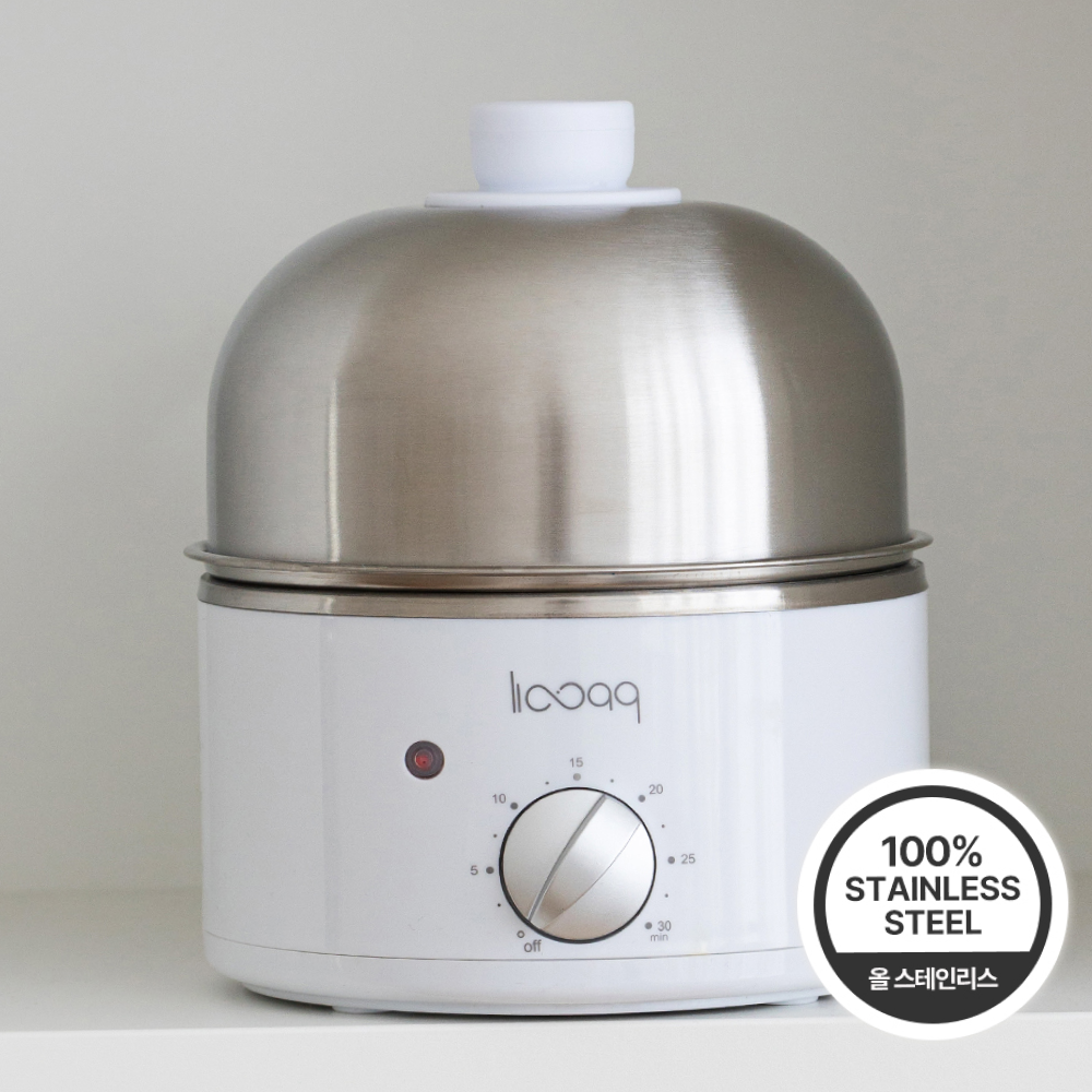 루크 올스텐 계란찜기 미니 달걀 삶는기계 에그쿠커 화이트 1단