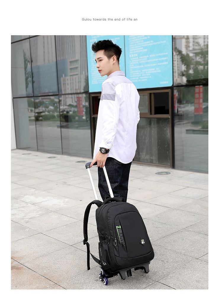 바퀴달린 백팩 가방 출장 배낭 비즈니스 여행용 블랙블루 2륜 - 상품 이미지