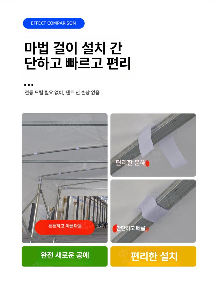 행사용 투명 상단천 테라스 그늘막 야외 이동식 방수 주문제작 와인레드 - 상세 이미지 2