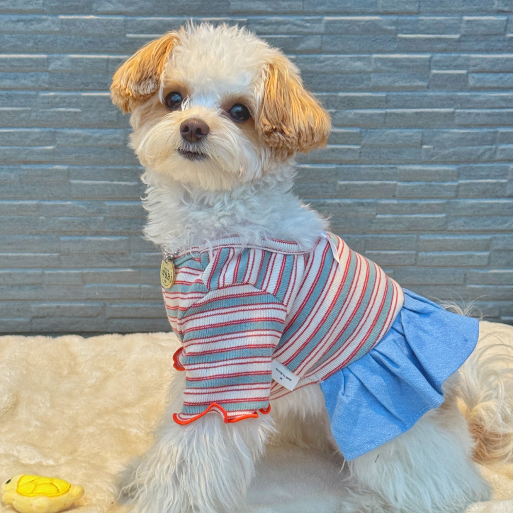 뚜담펫 봉봉 리본 데님 원피스 S-XL - 상세 이미지 5
