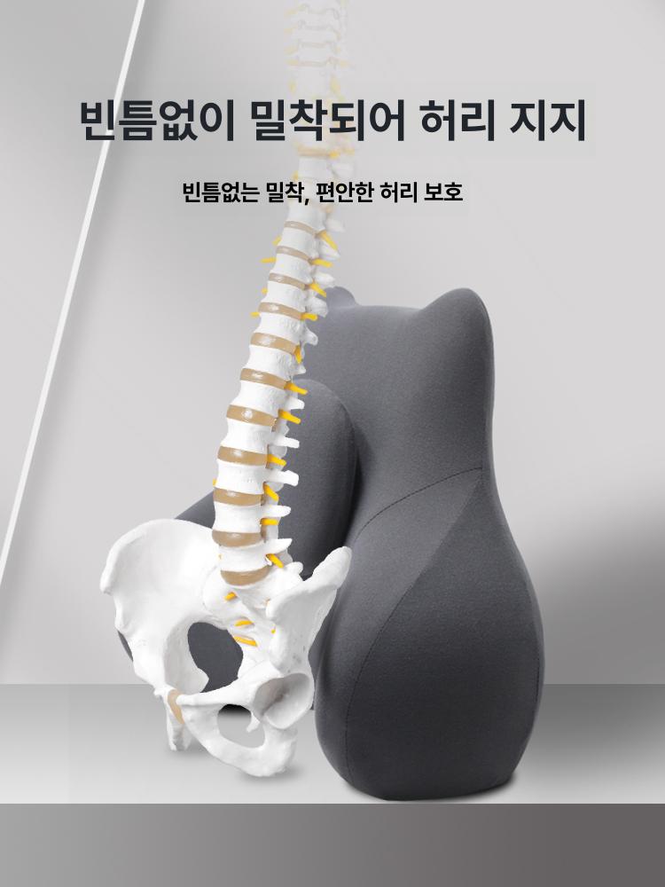 허리받침 의자 통풍 사무실 허리 지지쿠션 메쉬 싱글베개 [업그레이드] 잉크블랙 [프린세스/프린스 주문 필수] - 상세 이미지 3