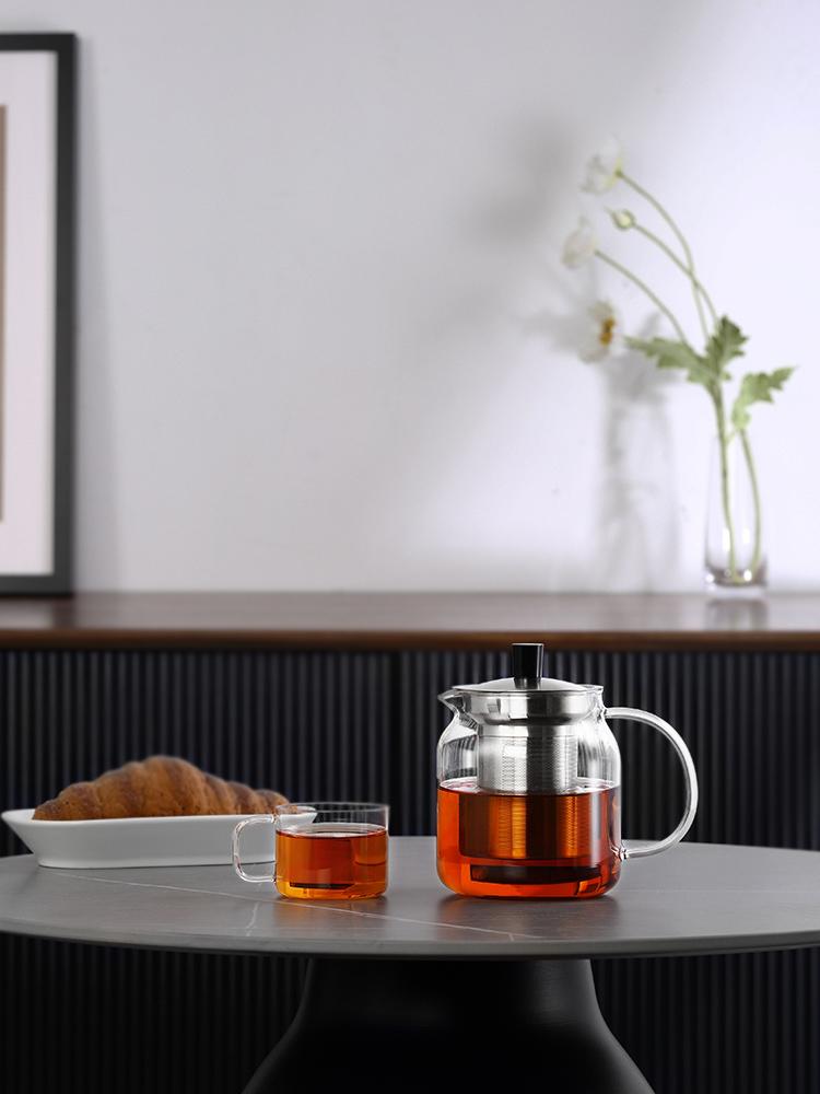 유리 찻잔 세트 내열유리 티팟 브루잉 티타임 선물용 470ml 소형 컵 2개 포함 601ml 이상 700ml 이하 - 상품 이미지