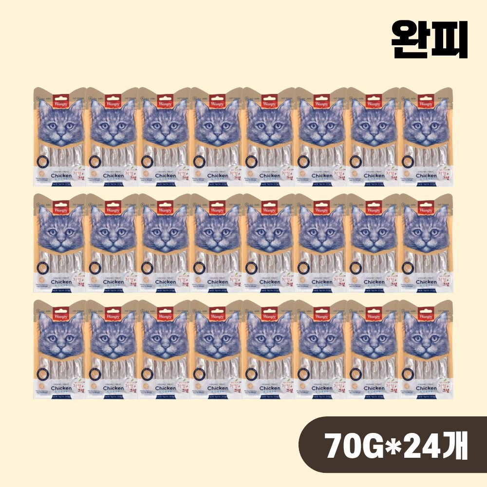 완피 크리미 퓨레 짜먹는 고양이간식 닭고기 게살, 70g, 24개 - 상품 이미지