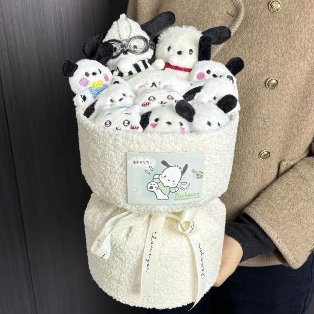 파차 강아지 귀여운 인형 꽃다발 선물 여자친구 여자 생일 크리스마스 화이트 파차 강아지 꽃다발 원 사이즈 - 상품 이미지