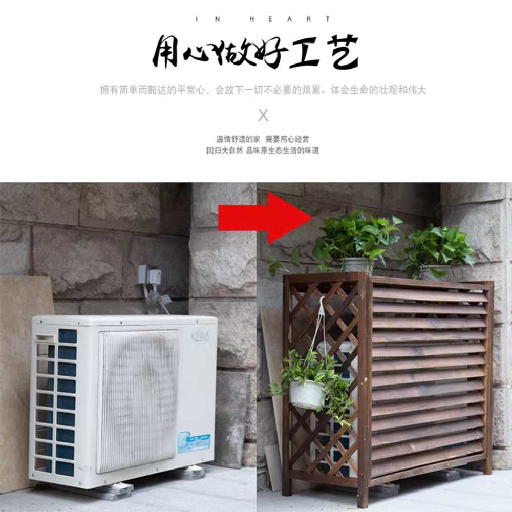 에어컨 실외기 커버 원형구멍 프레임 차폐 햇빛 합금 80x90x40cm - 상세 이미지 2