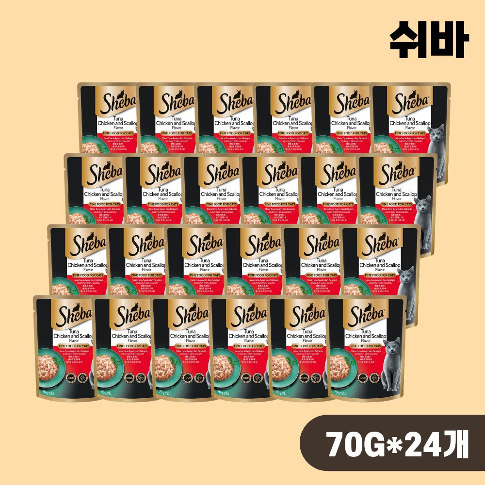 쉬바 주식 파우치 고양이 습식사료 참치 닭고기, 70g, 24개 제품 이미지