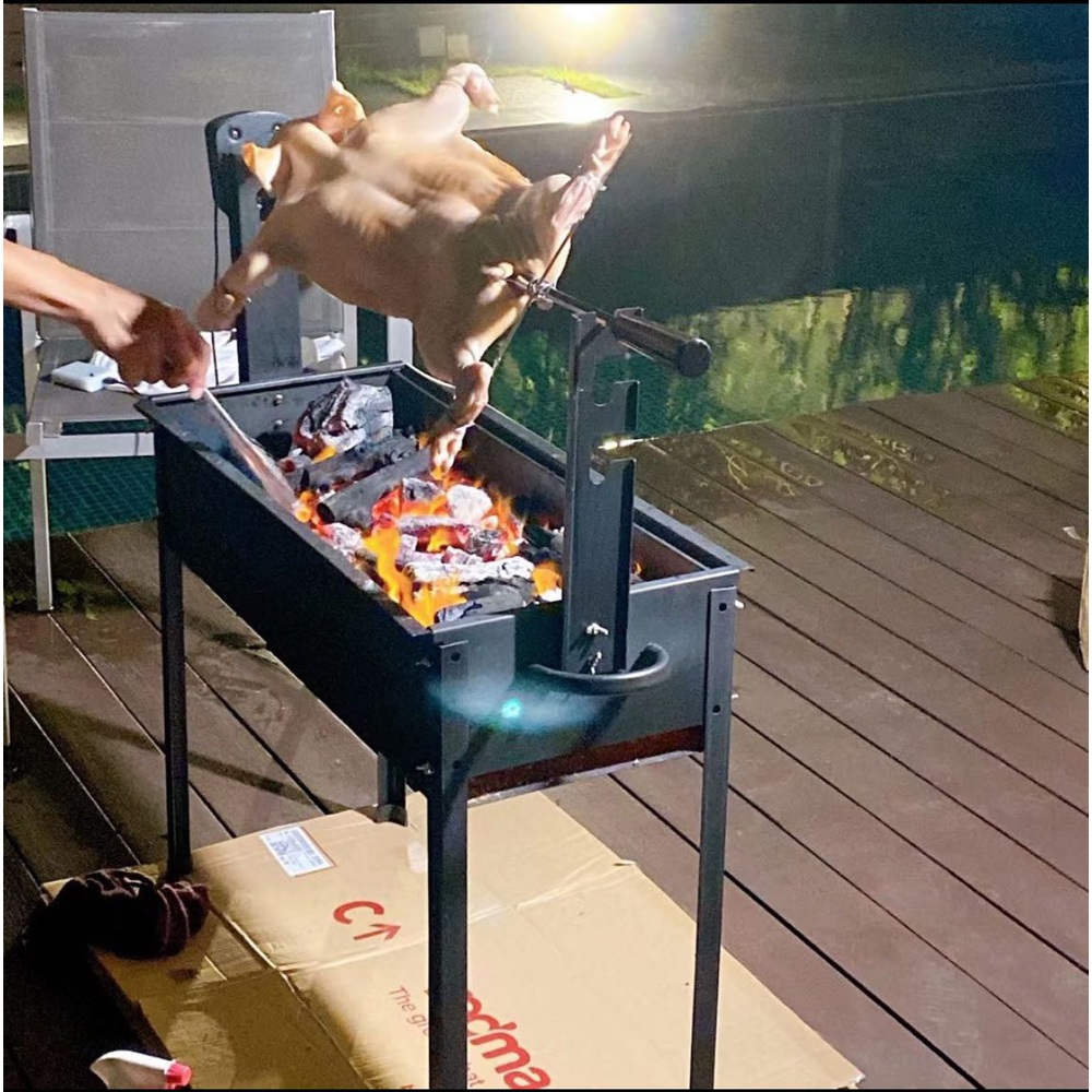 화덕 불판 회전 숯불 양꼬치 통구이 닭 꼬치 캠핑 자동 바베큐 그릴 화로 블랙 로스트 - 상세 이미지 2