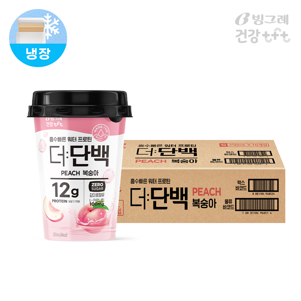 빙그레 더단백 워터 프로틴 복숭아 250ml 10개 단백질 음료 제품 이미지