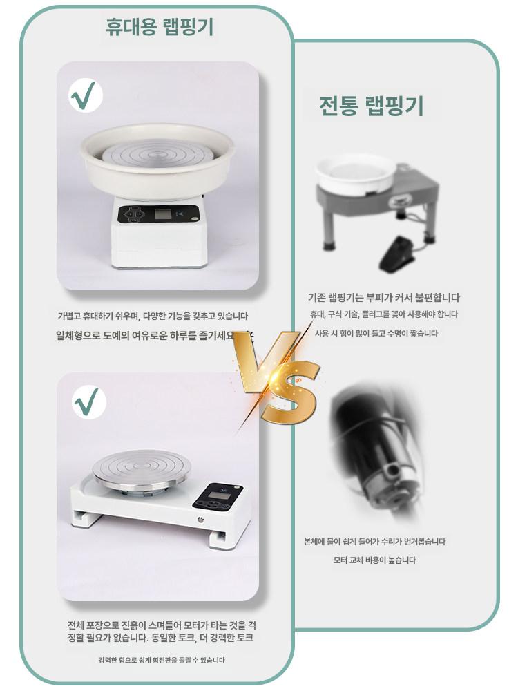 전기물레 도자기물레 충전식 전동 휴대용 돌림판 휴대용 충전식 도자기 성형기 - 상세 이미지 5