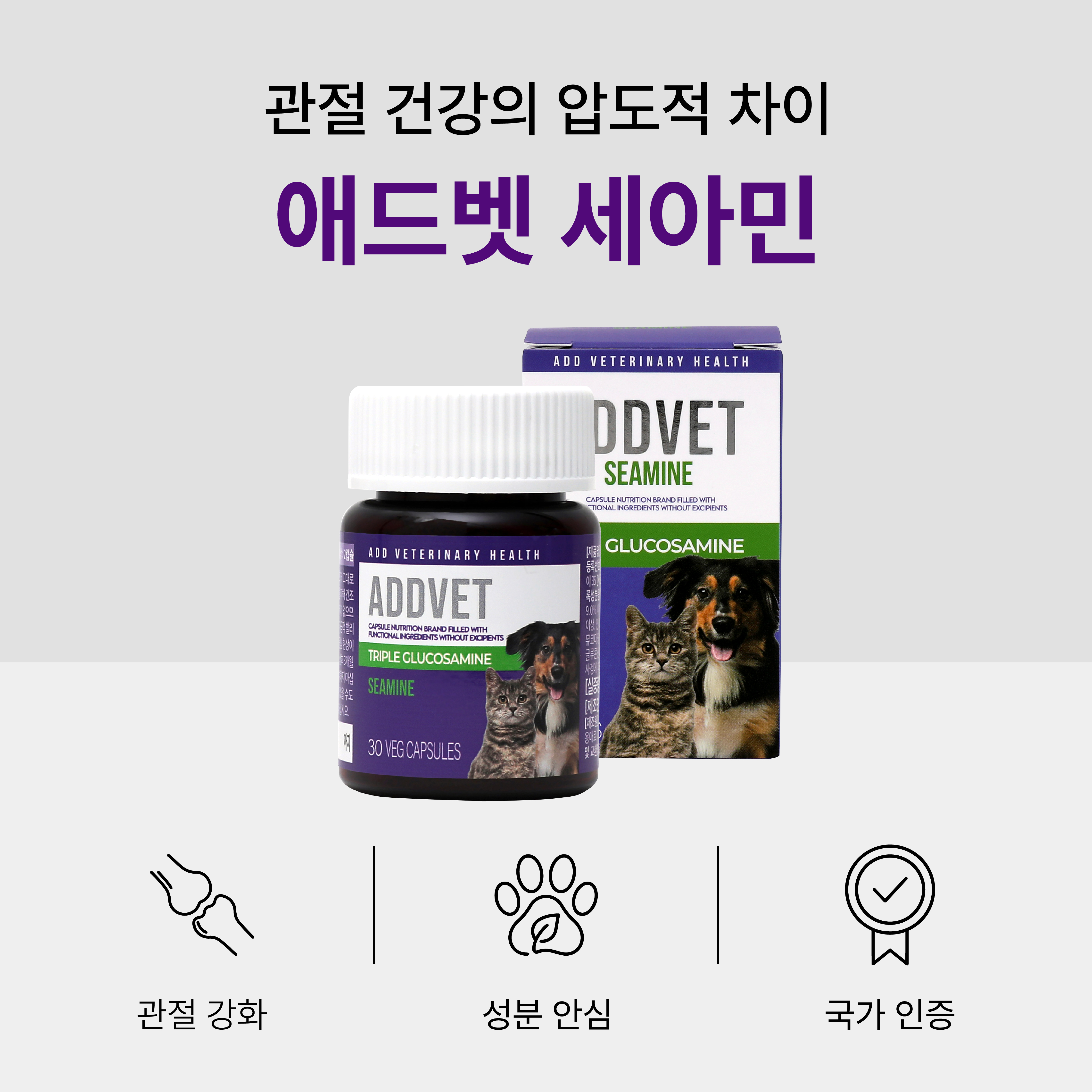닥터리코 애드벳 세아민 강아지 슬개골 관절염 글루코사민 관절 영양제 30캡슐 - 상세 이미지 2