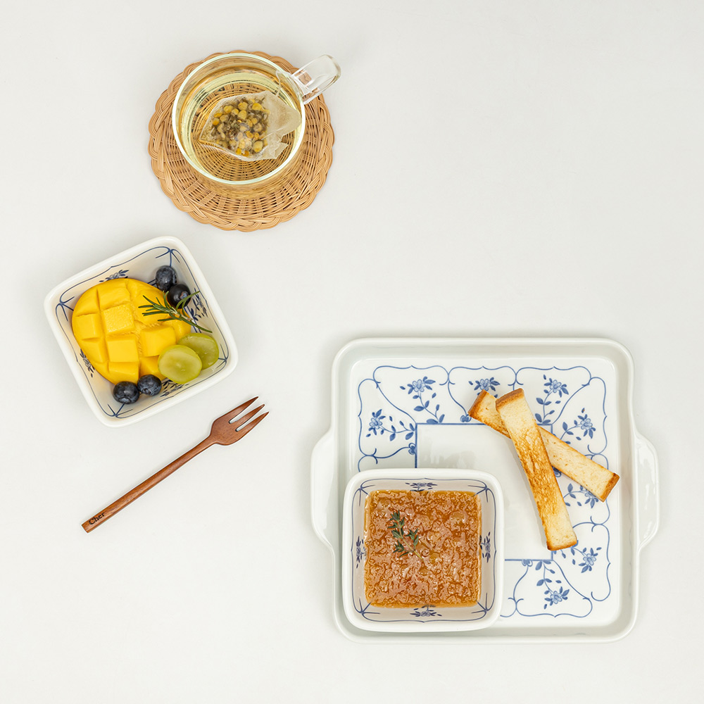모루 일본풍 도자기 악센트볼 사각접시1P+미니볼4P (총5P) 찬기 - 상세 이미지 5
