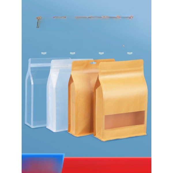 프리미엄 크래프트지 투명 지퍼 봉투 밀봉 포장 은박 창문형 스낵 20 x 30+8cm 100개 투명 12 x 22+6cm 50개 - 상품 이미지