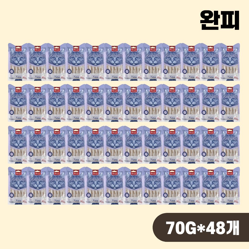 완피 크리미 퓨레 짜먹는 고양이간식 참치 게살, 70g, 48개 - 상품 이미지