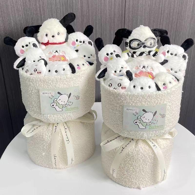 파차 강아지 귀여운 인형 꽃다발 선물 여자친구 여자 생일 크리스마스 화이트 파차 강아지 꽃다발 원 사이즈 - 상세 이미지 4