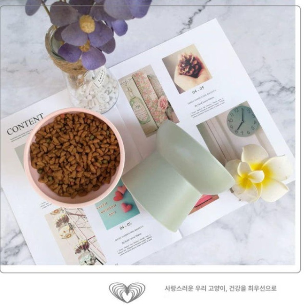 프리미엄 강아지 고양이 밥그릇 높은 멀티테이블 급식기 사료 그릇 스몰 무광화이트 스몰 무광화이트 - 상세 이미지 4