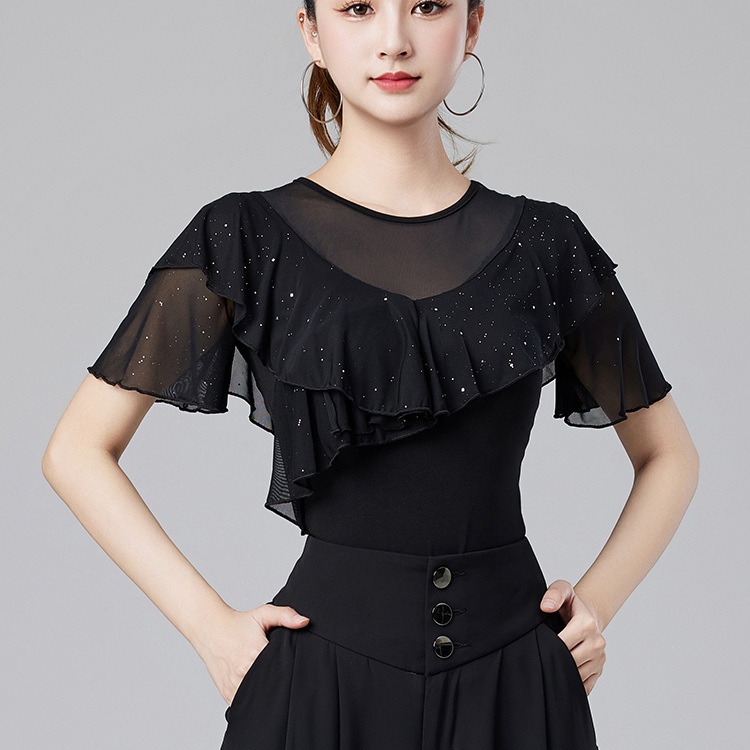 라인댄스복 상의 반팔 줌바 사교 여름 연습복 밸리 블랙 S - 상세 이미지 2