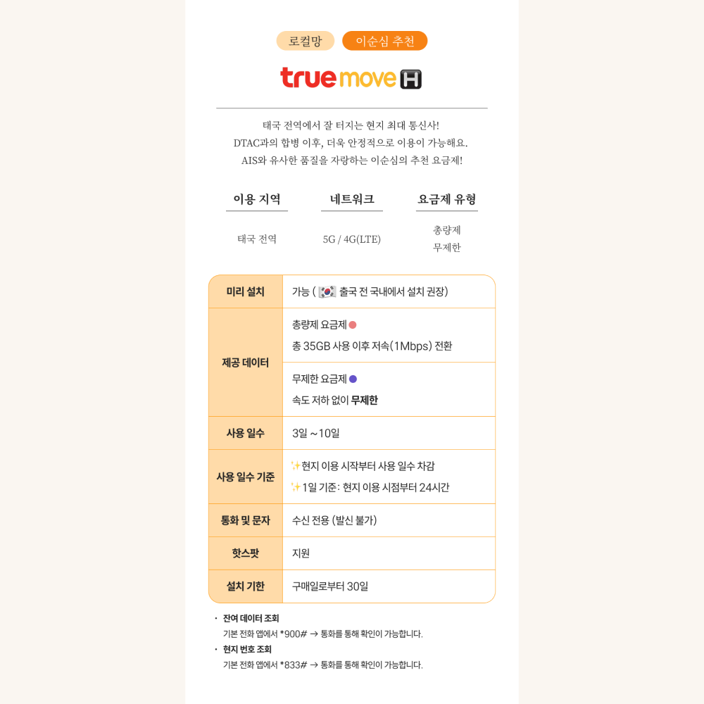 태국이심 eSIM 5G 로컬망 치앙마이 방콕 코사무이 AIS 무제한 3일 4일 5일 e심 이미지 2