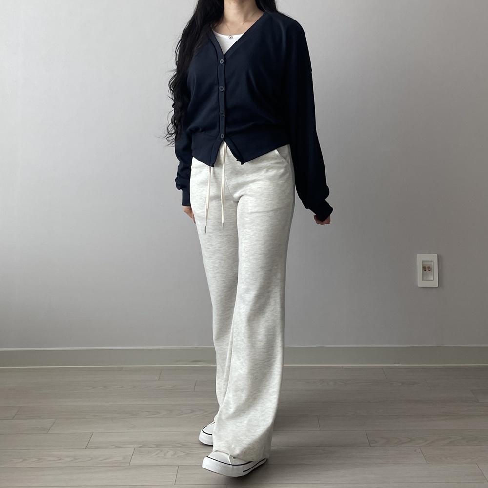 간절기 봄 가을 브이넥 세미크롭 가디건 네이비 블랙 그레이 - 상세 이미지 5