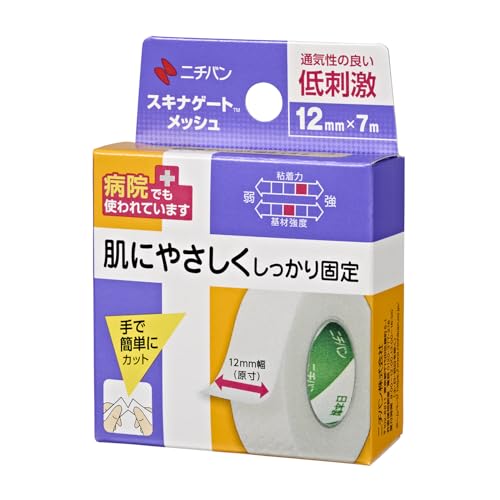 니치반 저자극 반창고 스키나게이트 메쉬 12mm 폭 7m 길이 1롤