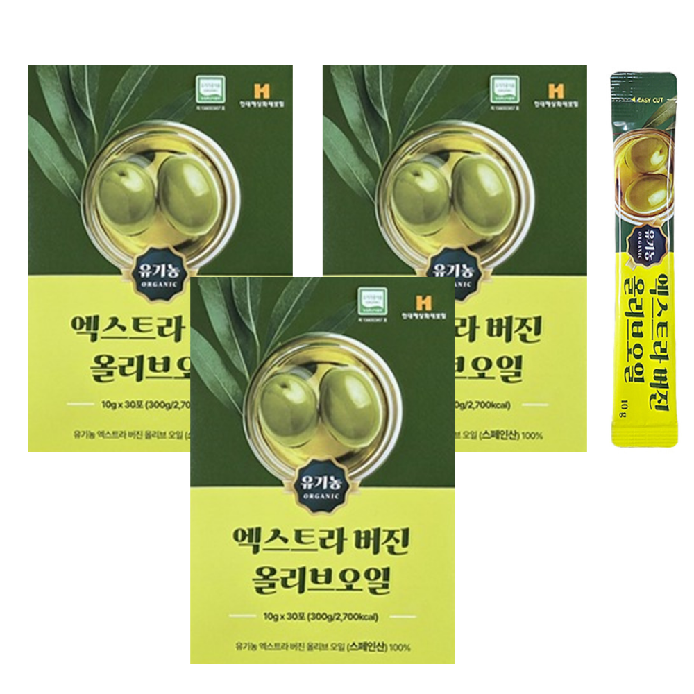 유기농 엑스트라버진 올리브오일 지중해 햇 올리브유 스페인산 스틱 약1개월 30포, 3개 - 상품 이미지
