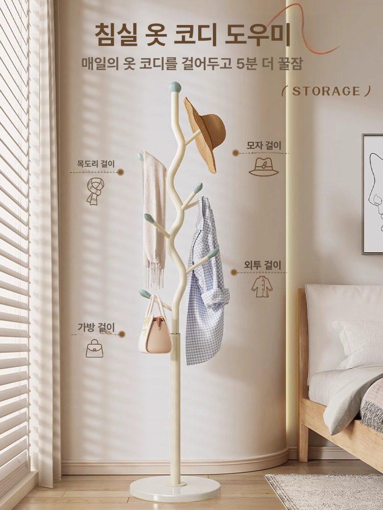 고급 럭셔리 스탠드옷걸이 호텔행거 옷가게 코트랙 크림화이트 그린 후크 - 상세 이미지 2