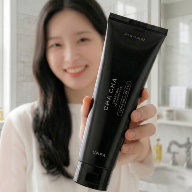 [1KG 메가팩] 언파 차차치약 차콜 250g 4개 1,000g 초대용량 세트 합성계면활성제 없는 치약 이미지 2