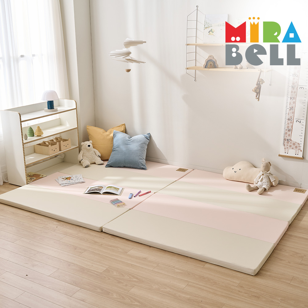 미라벨 카라 실리콘 아기 유아 거실 층간소음 놀이방4단 폴더매트 120X160 핑크그레이 이미지 6