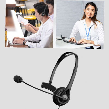 유선 헤드폰 3.5mm 화상 강의 원격 수업 재택 근무용 마이크 헤드셋