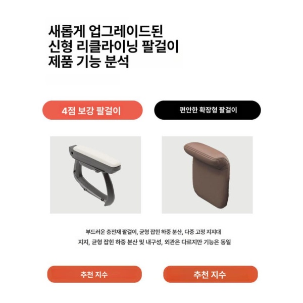 프리미엄 게이밍 사무실 PC방 학생 사장 라텍스 쿠션 포함 강철 받침대 고정형 팔걸이 기본 오프화이트 강철 받침대 고정형 팔걸이 - 상세 이미지 5