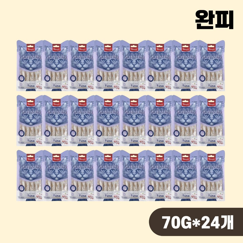 완피 크리미 퓨레 짜먹는 고양이간식 참치 게살, 70g, 24개 - 상품 이미지