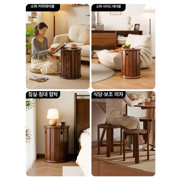 프리미엄 접이식 야외용 원목체어 테라스 행사용 보조 카페 매트 4단 스택 월넛 매트 4단 스택 월넛 - 상세 이미지 5